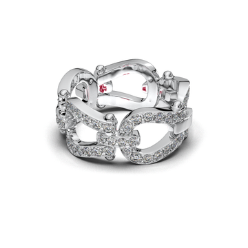 Luxury Diamond Link Ring in 925 Sterling Silver, Movable Chain Style Ring, Modern Statement Diamond Ring, High End Designer Jewelry