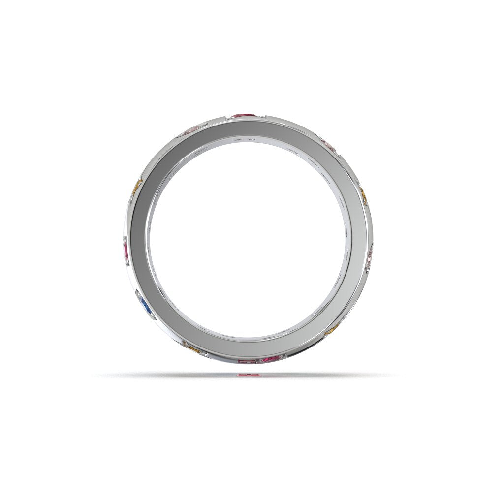 925 Sterling Silver Multicolor Diamond Band Ring Luxury Wide Statement Ring Handmade Silver Jewelry Gift For Her Him