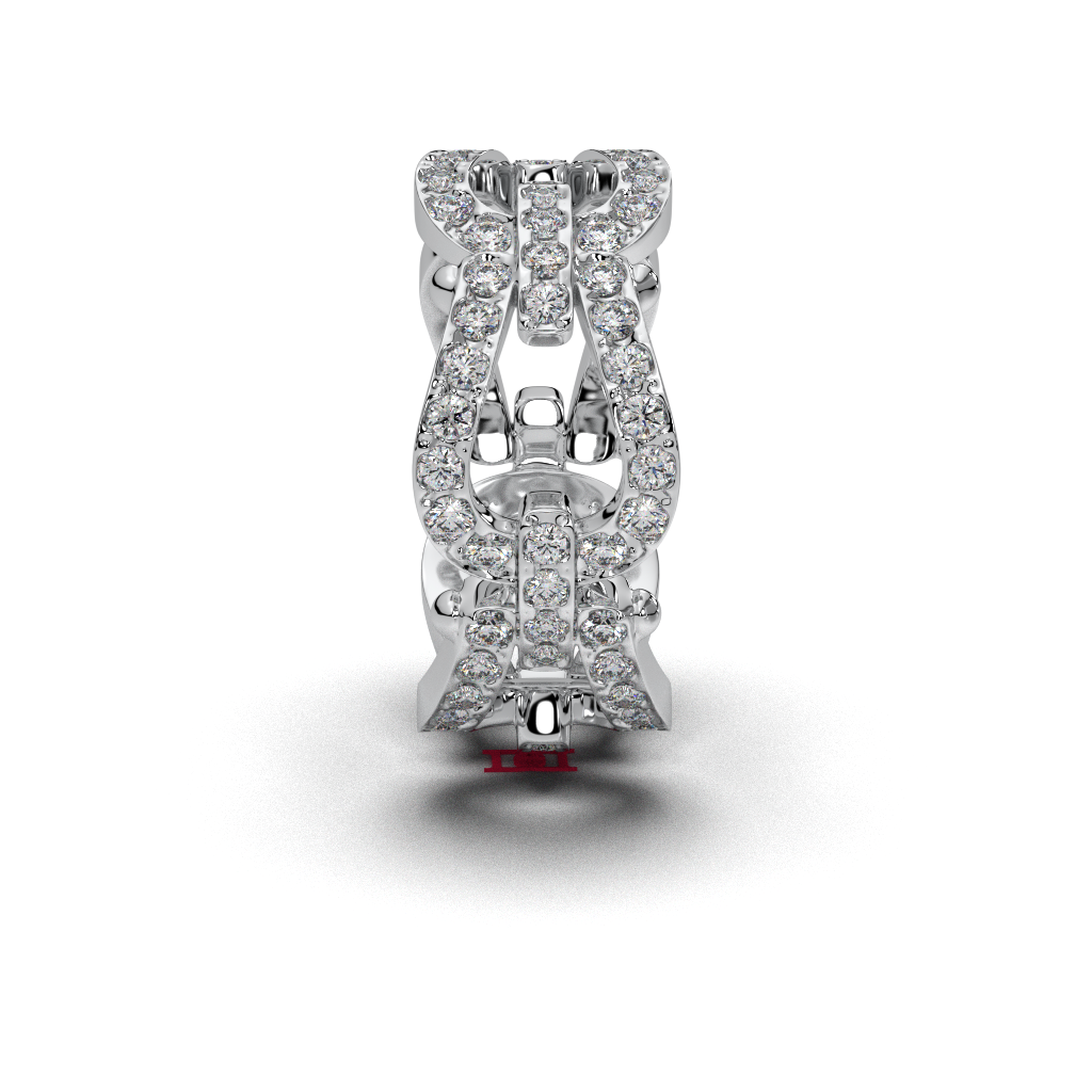Luxury Diamond Link Ring in 925 Sterling Silver, Movable Chain Style Ring, Modern Statement Diamond Ring, High End Designer Jewelry