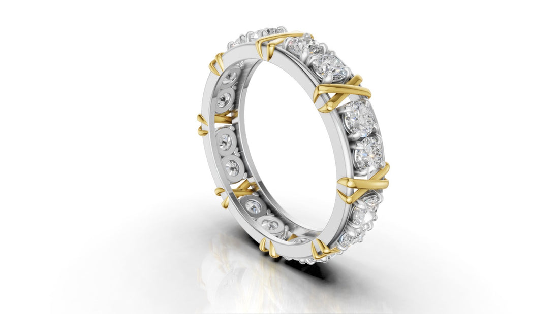 Vijay Deverakonda'S Ring | 16 Stone X Crown Ring | Yellow + White | Diamond (Certified)