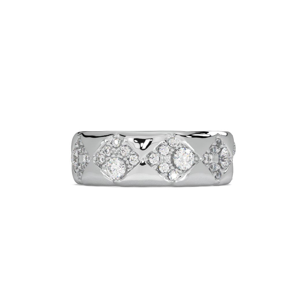 Luxury Silver Diamond Band Ring | White Diamond Designer Ring | 925 Sterling Silver Statement Ring | Elegant Modern Jewelry