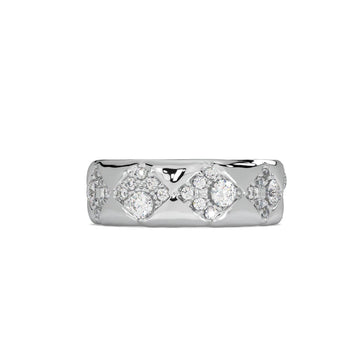 Luxury Silver Diamond Band Ring | White Diamond Designer Ring | 925 Sterling Silver Statement Ring | Elegant Modern Jewelry