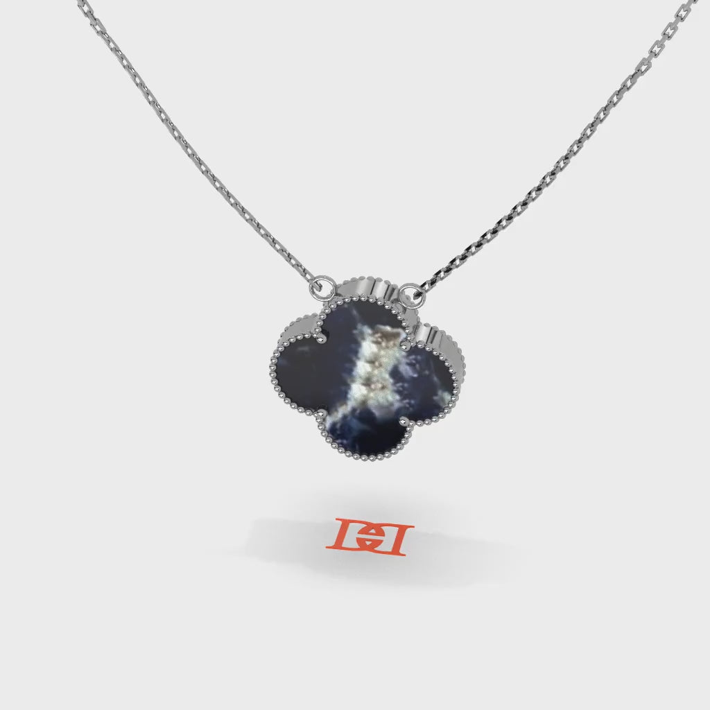 Luxury Clover Pendant Necklace in 925 Sterling Silver with Diamond Accents, Elegant Statement Jewelry, Minimalist Designer Silver Pendant