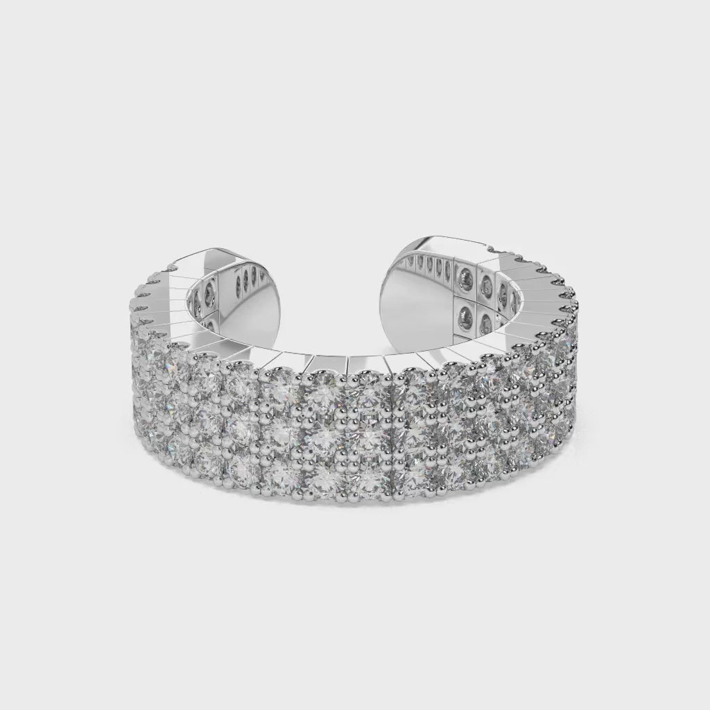 925 Sterling Silver, White Diamonds, High Polish Finish, Rhodium Plated Silver, Luxury Setting