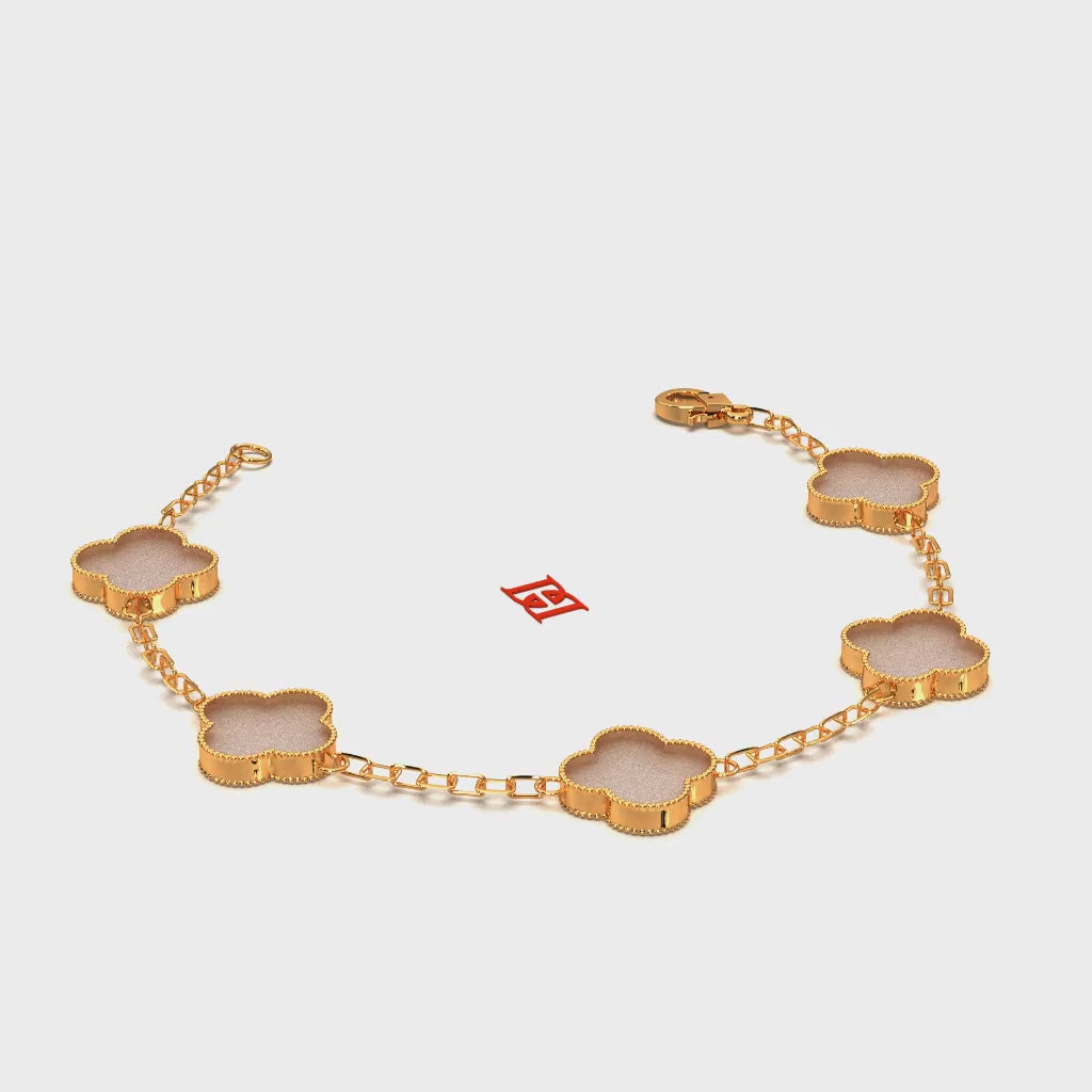 Luxury Clover Bracelet in 925 Sterling Silver Gold Plated, Designer Inspired Station Bracelet, Minimal Elegant Jewelry