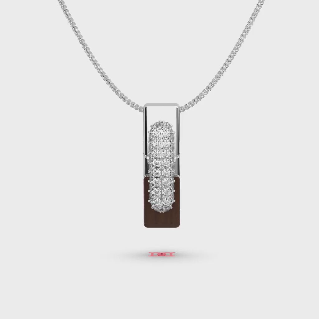 925 Silver Wooden Pendant, Modern Luxury Statement Jewelry