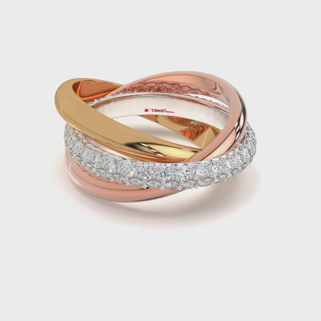 925 Sterling Silver Crossover Ring Elegant Interlocking Pave Band Modern Wedding Anniversary Statement Ring