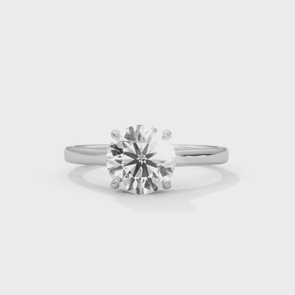 Round Solitaire Diamond Engagement Ring in White Gold – Classic 4 Prong Diamond Ring – Minimalist Round Diamond Proposal Ring – Timeless Solitaire Ring