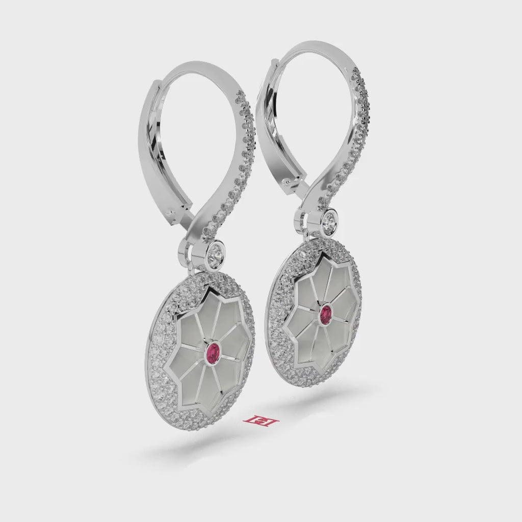 Floral Halo Simulated Diamond Drop Earrings, 925 Sterling Silver Wedding Jewelry