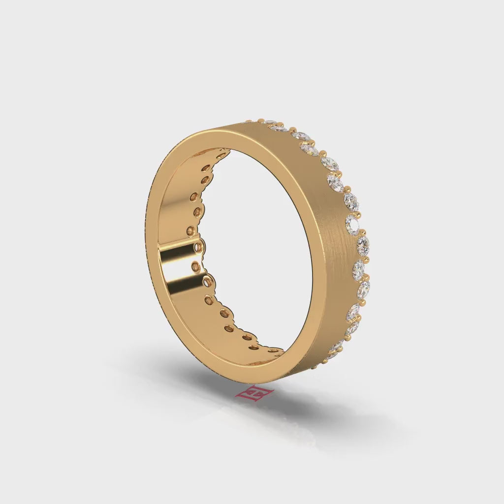 Gold Finish Diamond Sterling Silver Band Ring, Minimalist Wedding