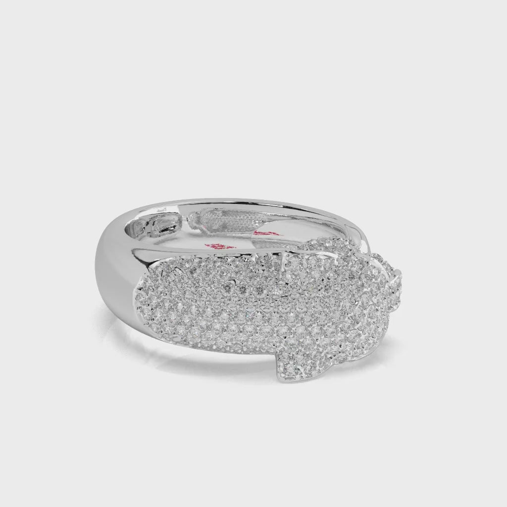 Diamond Pavé Panther Ring, Green Eyes, 925 Sterling Silver
