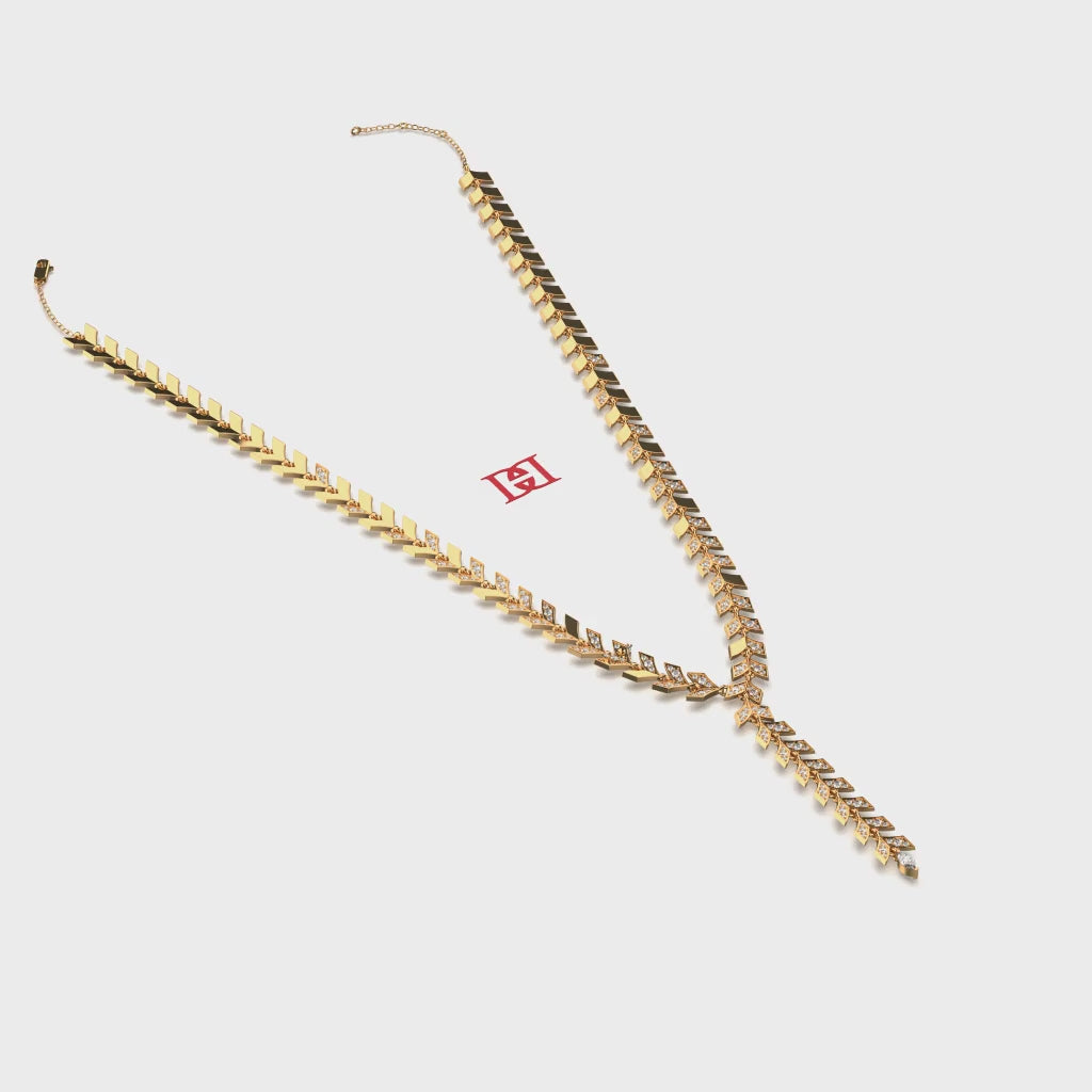 Luxury Leaf Diamond Necklace 925 Sterling Silver | Designer Drop Necklace | White Diamond Fine Jewelry | Handmade Statement Necklace