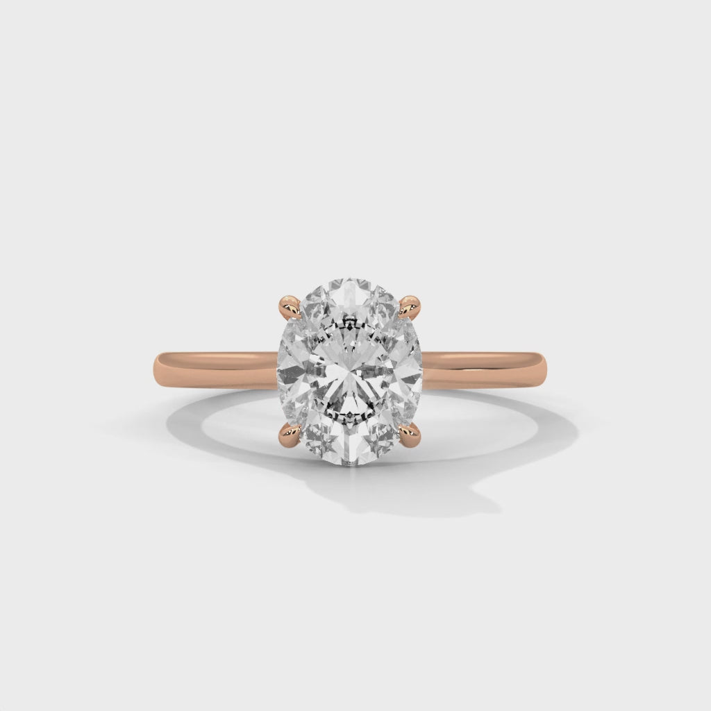 Oval Diamond Solitaire Engagement Ring in Rose Gold – Classic Oval Cut Diamond Ring – Minimalist Proposal Ring – Elegant Bridal Ring