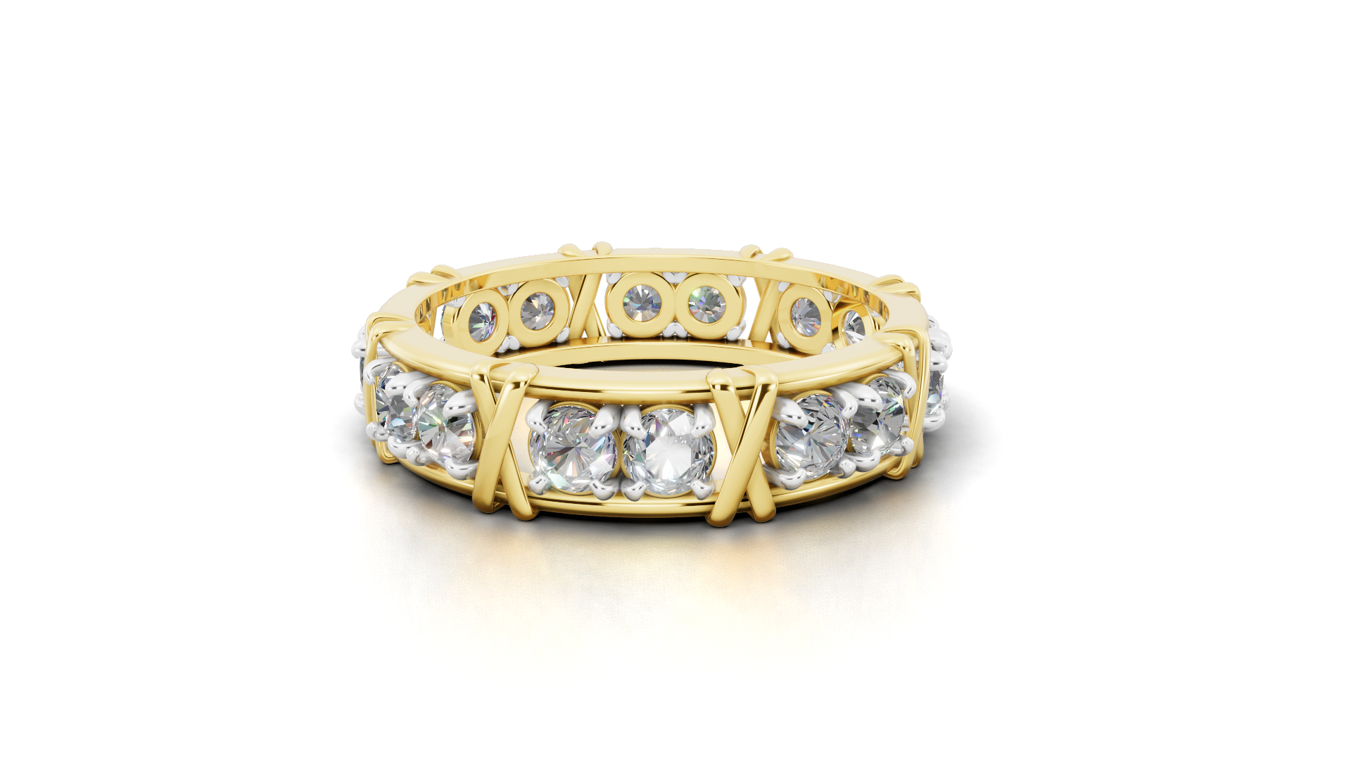 Vijay Deverakonda'S Ring | 16 Stone X Crown Ring | Yellow | Diamond (Certified)